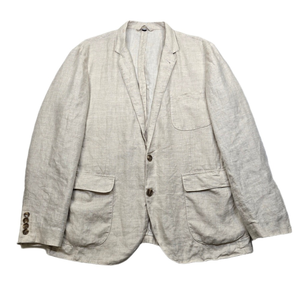 J.Crew‎ Linen Blazer Jacket Mens Large Light Beige Casual Sport Coat